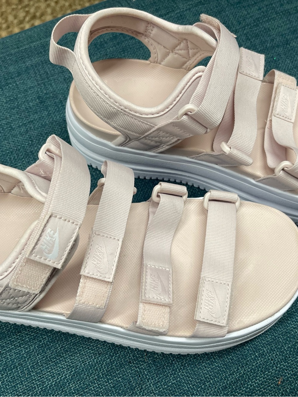 Nike Pale Pink Triple-Strap Platform Sandals